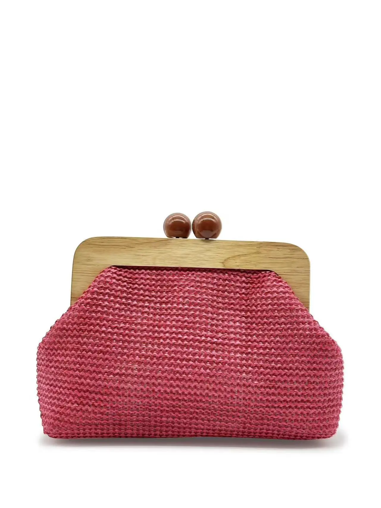 Summer 2024 new wooden dinner bag banquet multi-colored hand holding pearl grass fashion woman