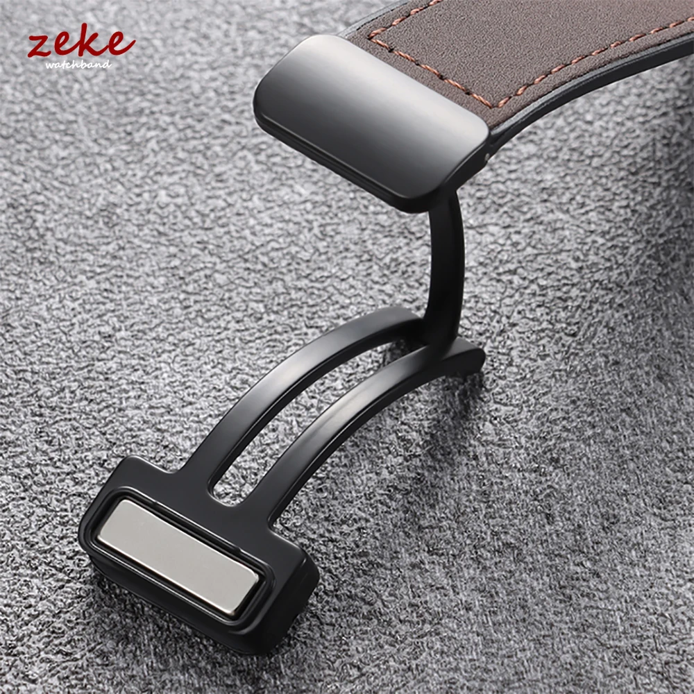 Premium Leather Silicone Magnetic Watch Strap - 20mm/22mm