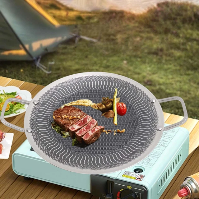 Mini BBQ Grill Pan Barbecue Griddle Frying Pan for Camping Outdoor Picnic  Teppanyaki Grill Plate Outdoor Camping Griddle Pan