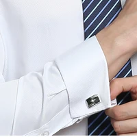 Chemise habillée classique à manches longues pour hommes, manchette française, pour fête de mariage formelle, blanc, noir, chemises surdimensionnées avec poche 1
