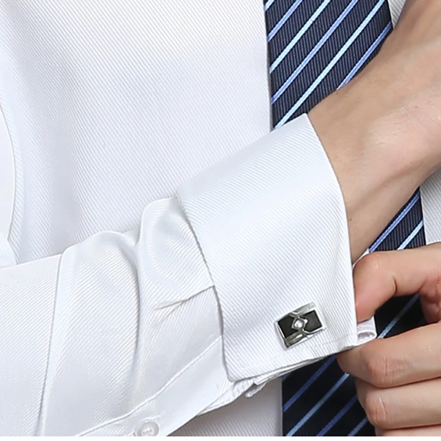 Chemise habillée classique à manches longues pour hommes, manchette française, pour fête de mariage formelle, blanc, noir, chemises surdimensionnées avec poche 1
