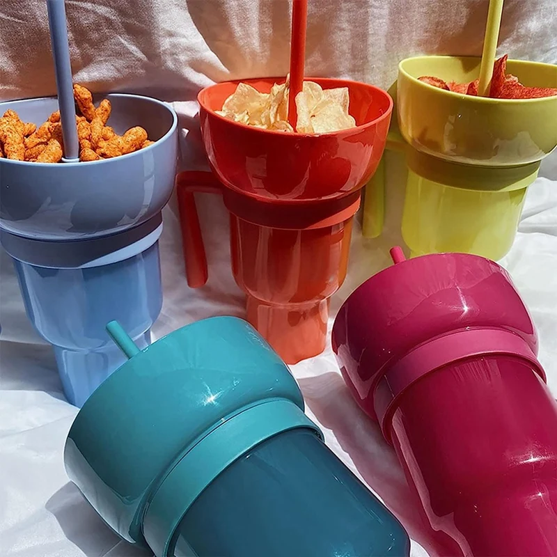 1PC Stadium Tumbler Popcorn Large Cup Snack Cup Multifunctional Cups 1000Ml