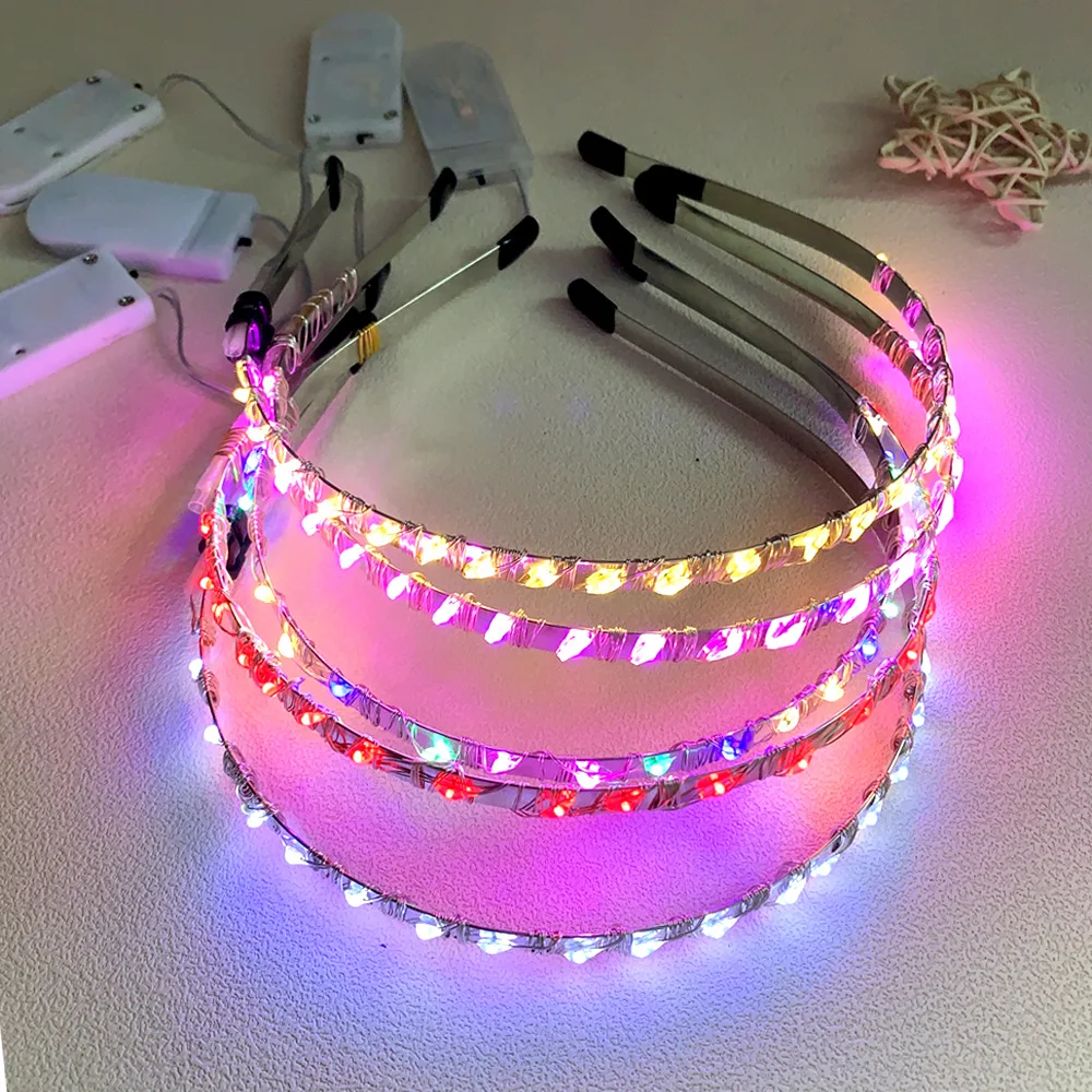 1pcs Women Girls LED Luminous  Lights Hair Accessories Cosplay Decoration Crown Headwear  Glow Party Supplies  Wedding Festival