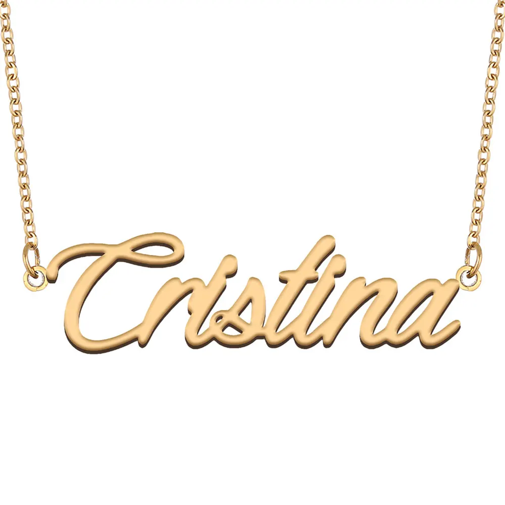 

Cristina Name Necklace for Women Stainless Steel Jewelry Gold Color Nameplate Pendants Collares Para Mujer Letters Choker