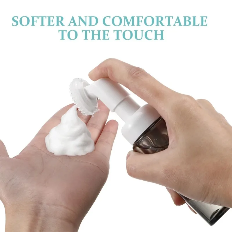 Foaming Plastic Facial Pump Bottle with Brush Head - Refillable Travel Soap Dispenser