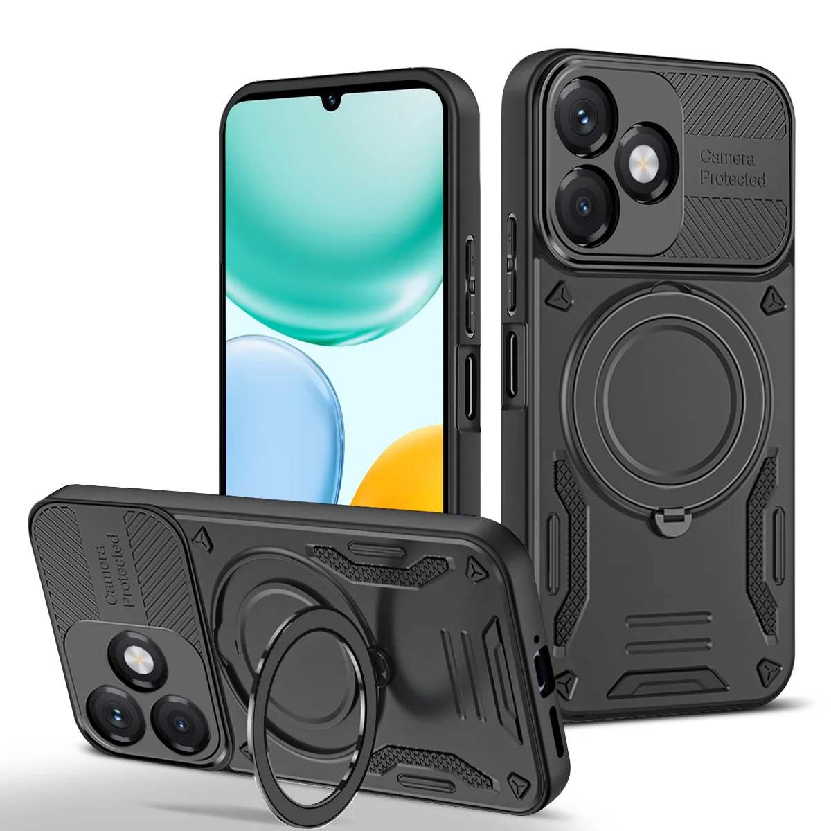 Luxury Armor Magnetic Phone Case with Ring Bracket and Shockproof Bumper Protection