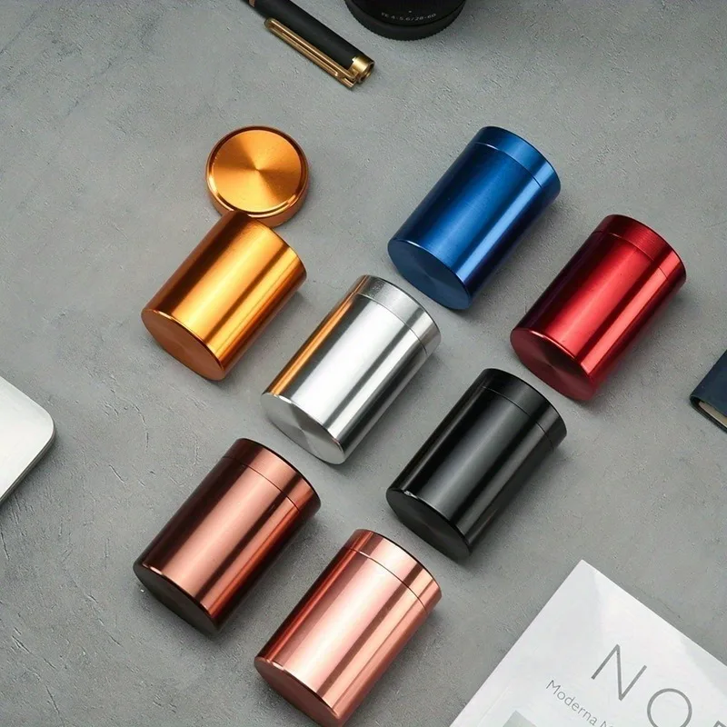 1pc Stash Jar Storage Jar Airtight Smell-Proof Aluminum Stash Sealed Odor-proof Box Sturdy Box Smoking Accessaries airtight container