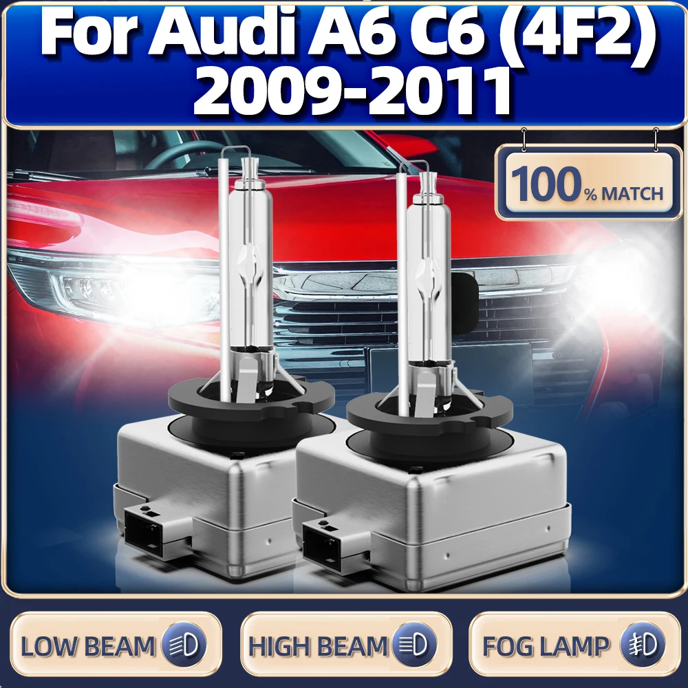 

12V 35W HID Xenon Lamp 6000K White Car Headlights Bulbs 20000LM Super Bright Car Light For Audi A6 C6 (4F2) 2009 2010 2011