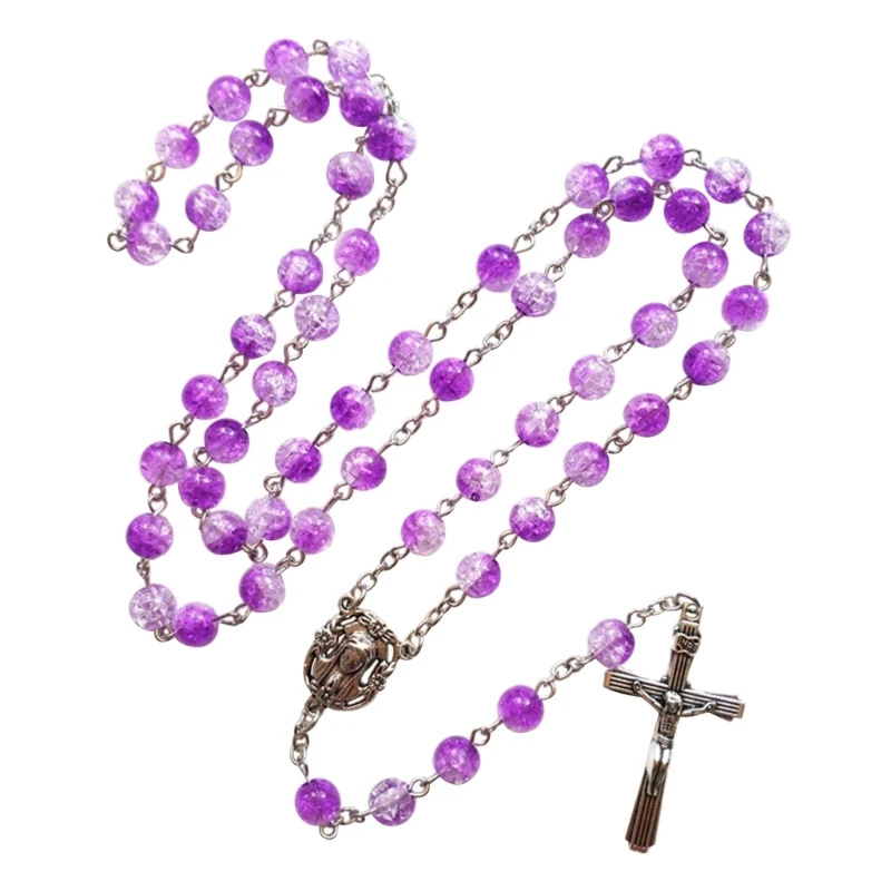 

Модное ожерелье с крестом и четками Purpe, бусины из сплава, распятие, подвеска, цепочка на ключицу, религиозные украшения, XXFB