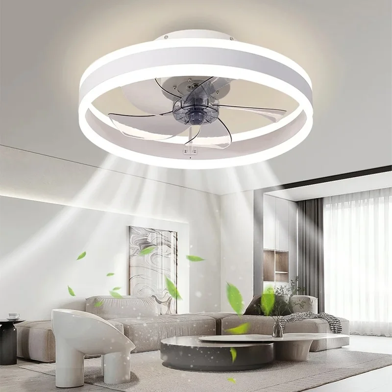 IRALAN Smart Ceiling Fans Lights Remote Control Bedroom Home Decor Ventilator Lamp Air Invisible Blades Retractable Silent