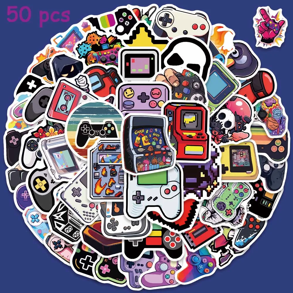 50pcs Cool Vintage Video Game Stickers Funny DIY Decals For Kids Laptop Suitcase Scrapbook Guitar Skateboard Graffiti Sticker vintage pet sticker pack diy scrapbook handbook albums aesthetics decorative stickers stationery