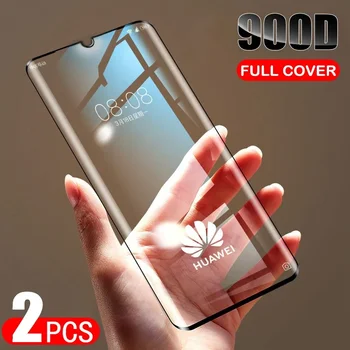 2Pcs Full Cover Protective Glass for Huawei P30, P40, P20 Lite Pro, Tempered Screen Protector for Mate 20, 10, 9 Lite, P30 Pro Glass