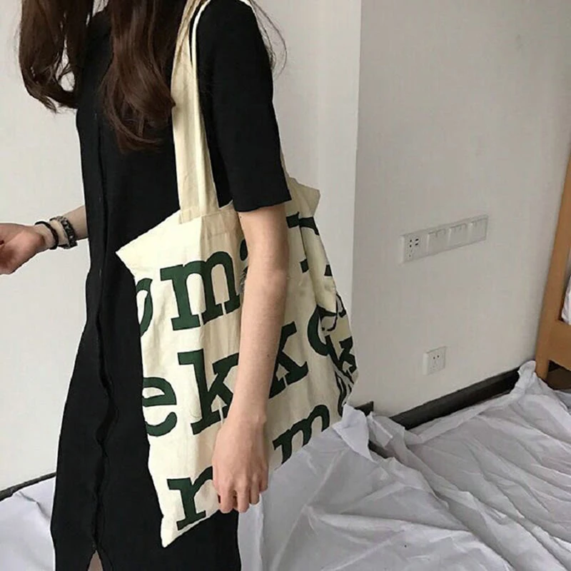 

Women's Bag Cheap Casual Large Capacity Shoulder Bags Shopper Canvas Letter Fashion Harajuku Zipper Print Handbags