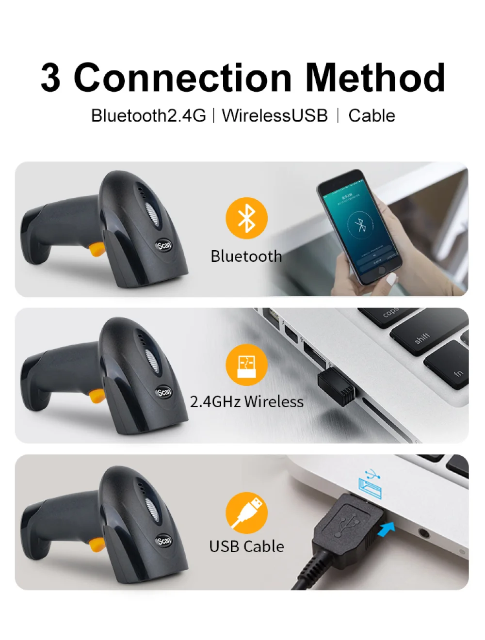 QR Barcode Reader Portable Bar code Scanner 2d Scanner Wired or Wireless or Bluetooth 2D Barcod Reader leitor de c&oacute;digo