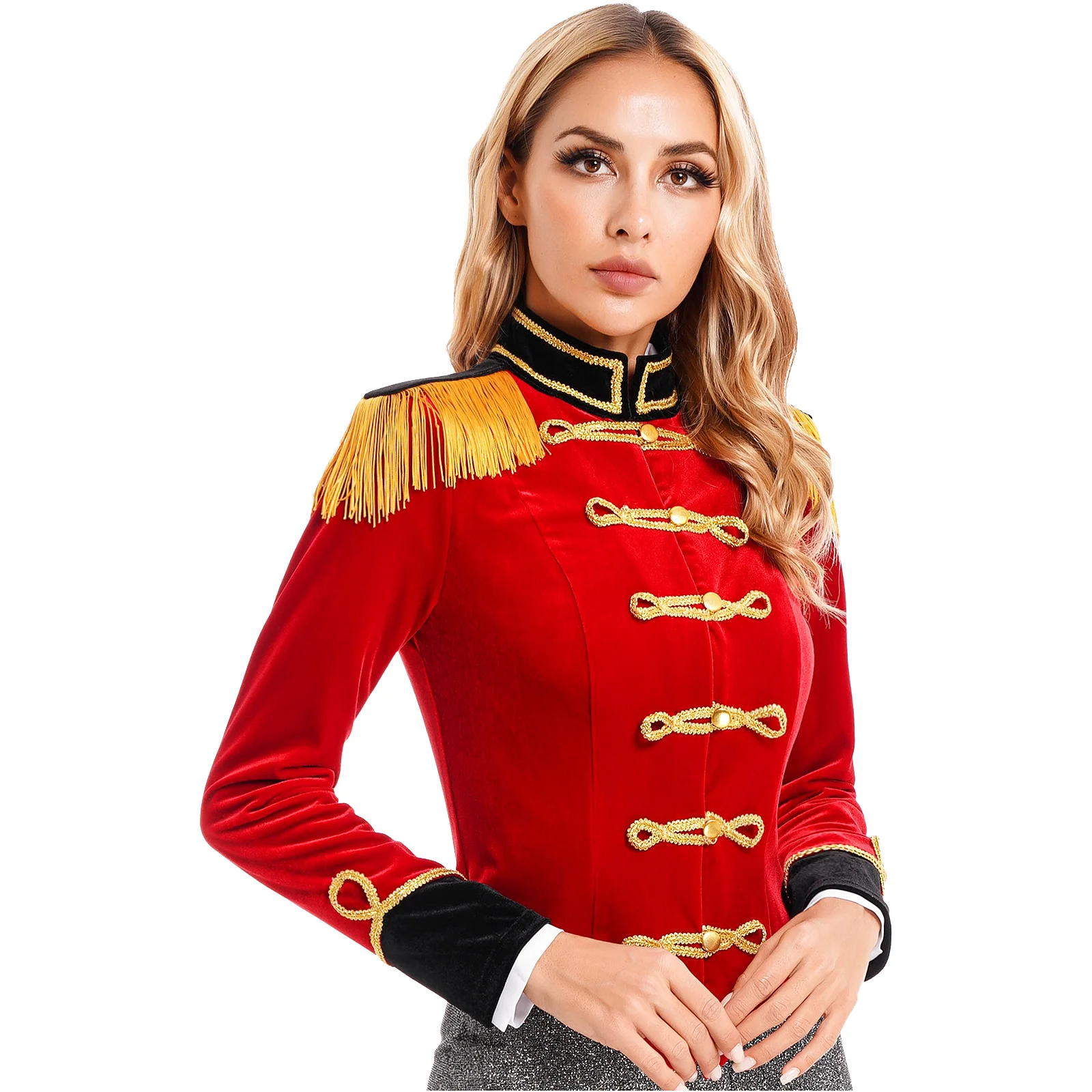 IEFIEL Disfraz Maestro de Ceremonia Circo para Mujer Vestido Maillot de Danza con Sombrero y Pajarita y Guantes Traje Domadora de Circo Cosplay