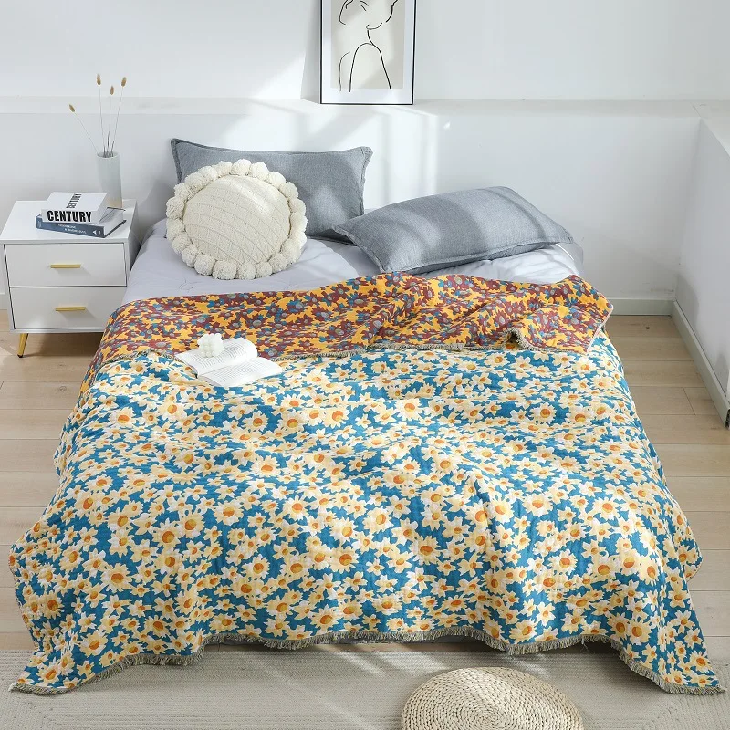 gauze towel blanket for adult summer cool duvet breathable cotton towel blanket for two people cover
