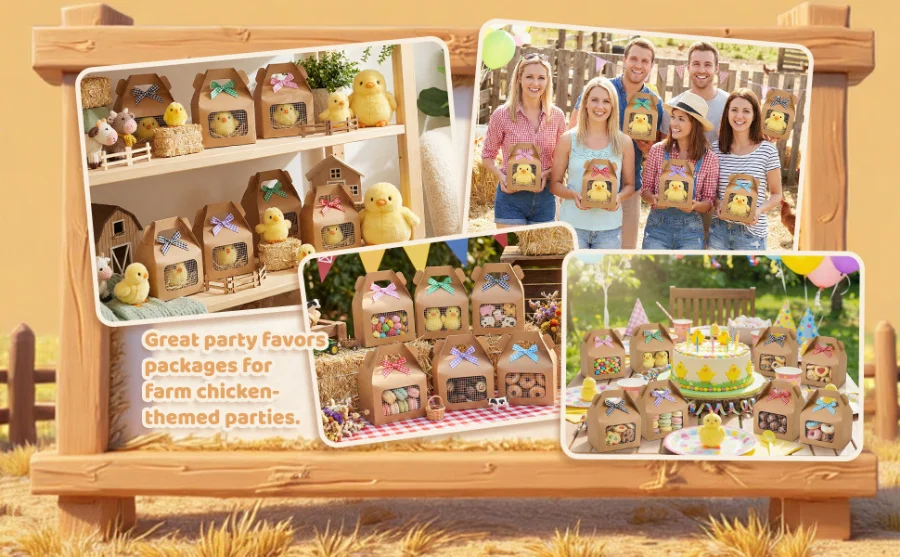 Pollitos de peluche a cuerda para decoración cumpleaños granja_voghion.com
