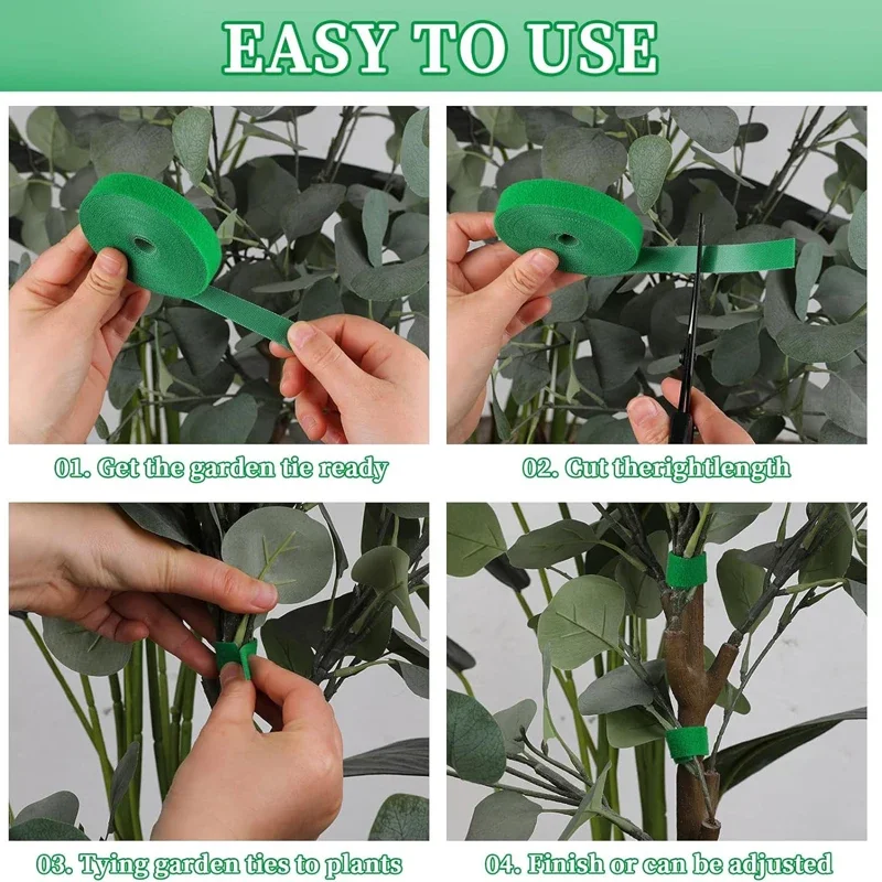 Self Adhesive Plant Nylon Cable Tie Green Adjustable Plants Hook Loop Support Garden Twine Bandage Reusable Fastener Tape Strips