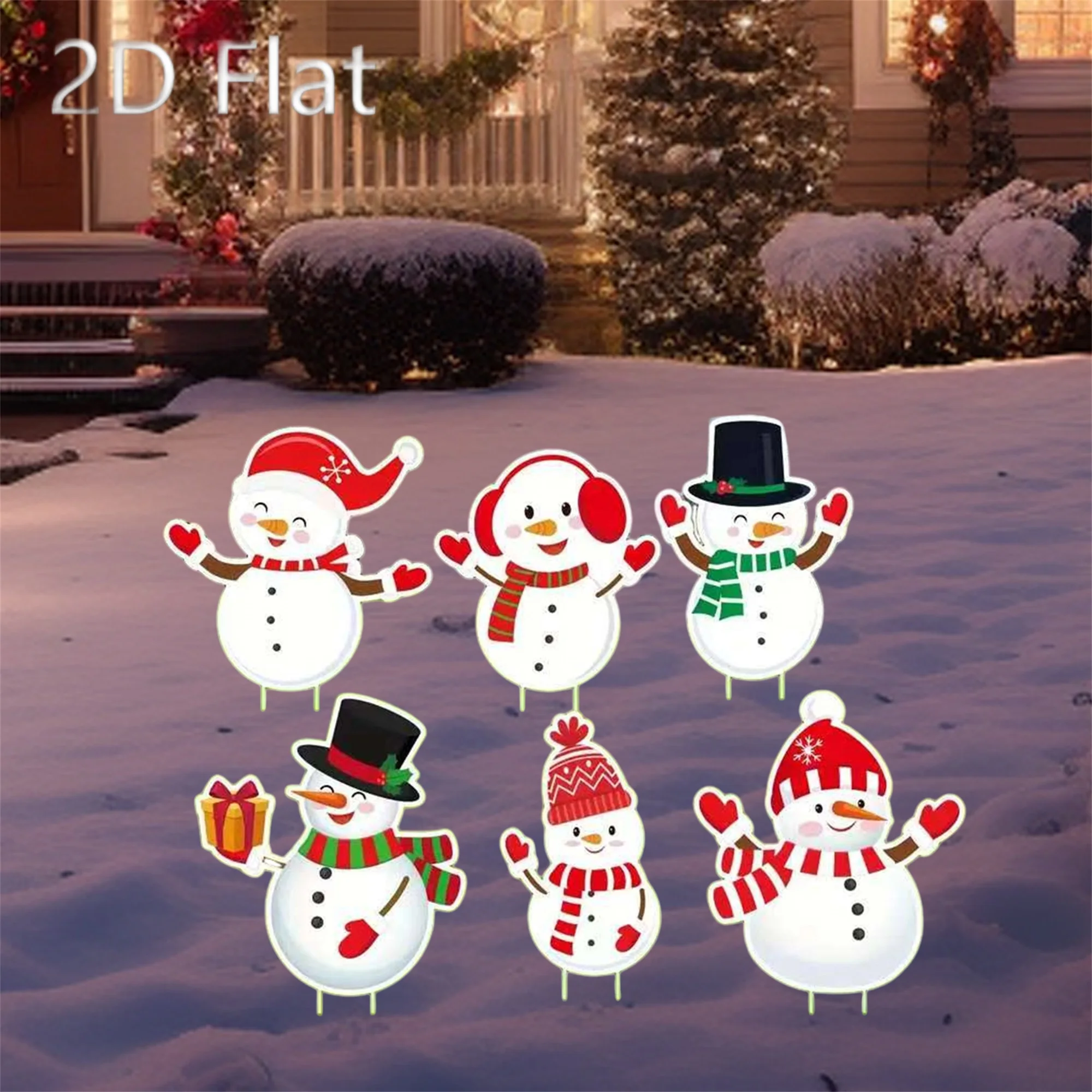 Christmas Yard Sign Cute Snowman Garden Stake for Lawn Outdoor Pathway Decoration