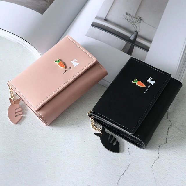 Mini cute wallet women coin purse for girls card bag wallet multifunctional  rabbit and carrot coin purse luxury designer wallets