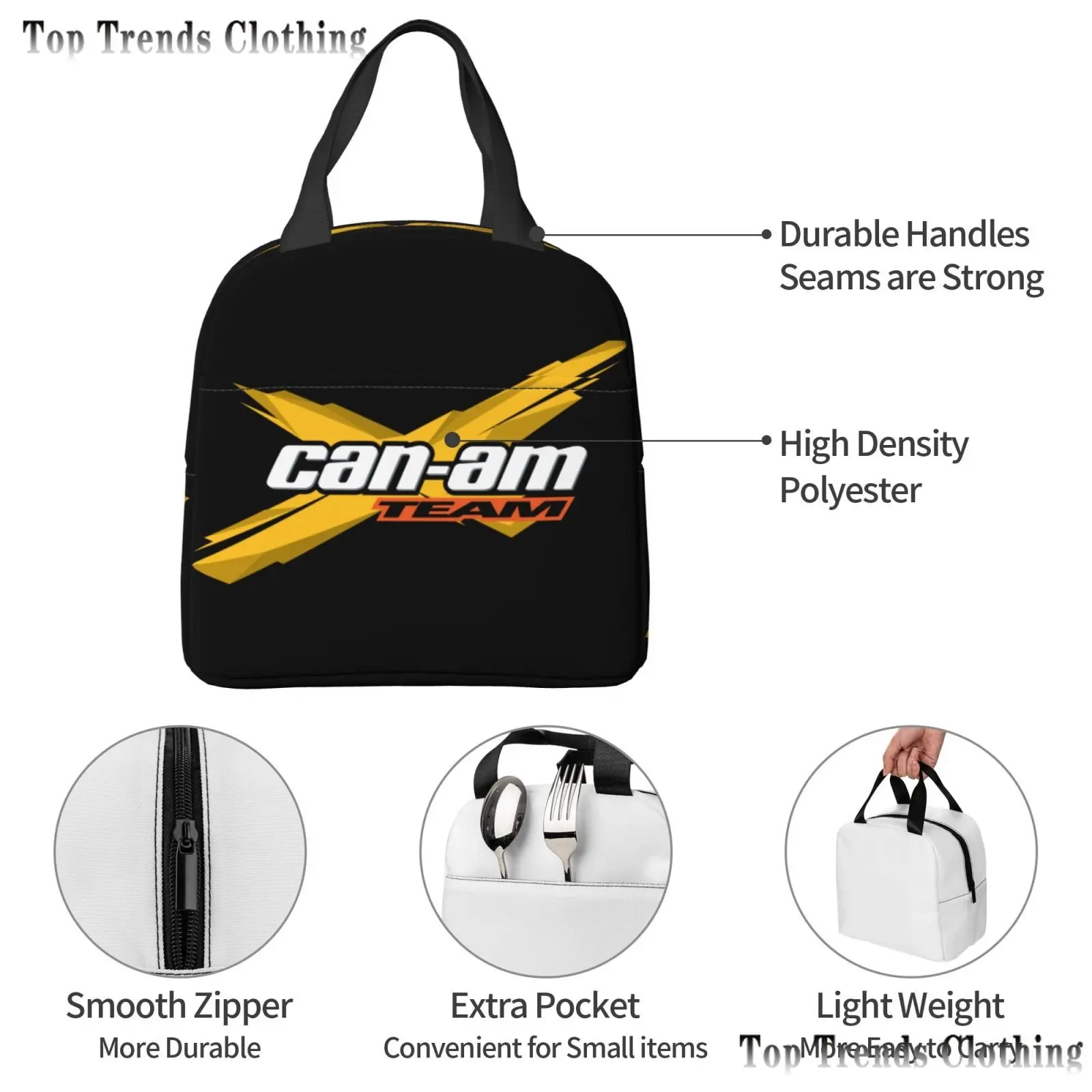 Can Am Team Insulated Lunch Bags for Women Enduro Cross Motocross Bitumen Bike Life Resuable Cooler Thermal Bento Box Work