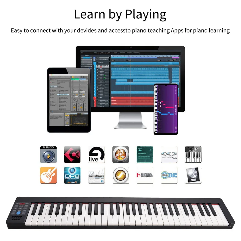 61 Key Electronic Piano Portable Foldable Multi-function Digital Piano LCD Sustain Pedal Portable Bag Keyboard Instrument