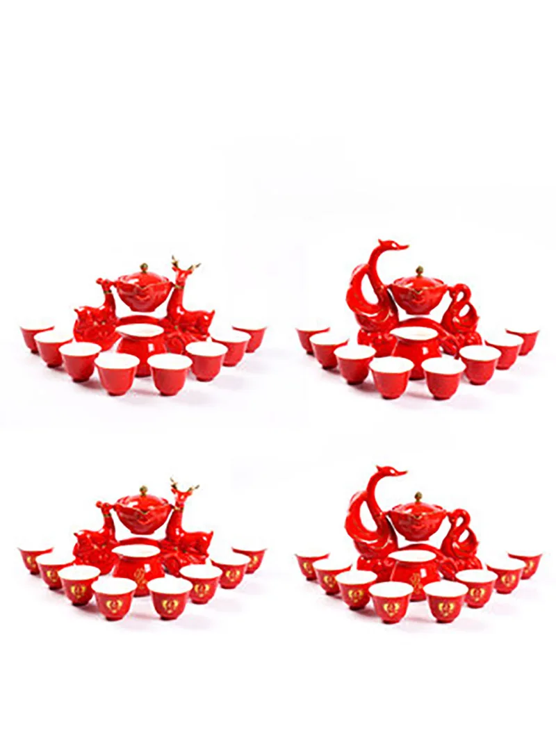 Automatic Kung Fu Tea Set, Traditional Chinese Red Tea Set, Semi-automatic Office Tea Set, Lazy Ceramic Teapot, Creative Cup,