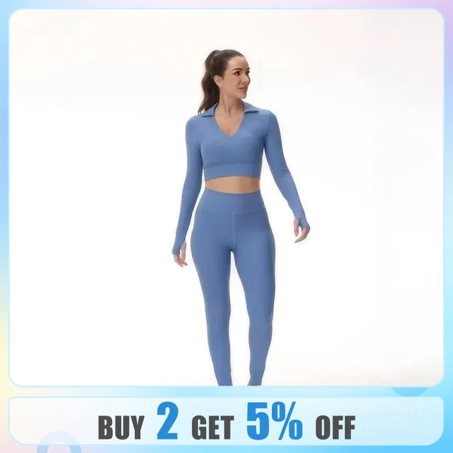 Women's 2-Piece Seamless V-neck Top High-Waisted Tight-Fitting Leggings Yoga  Fitness Wear - AliExpress