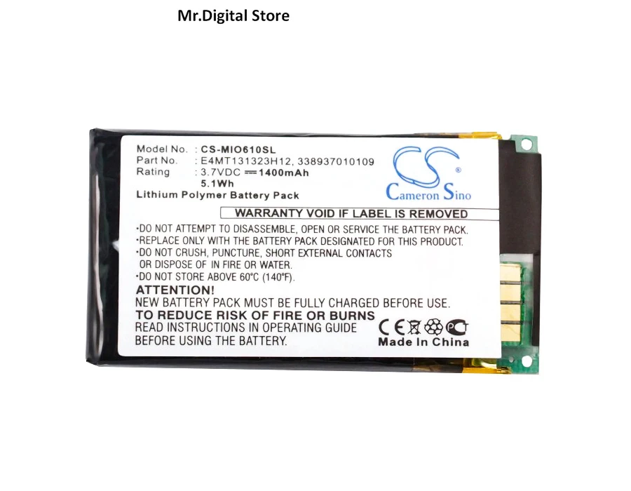 

Cameron Sino 1400mAh Battery 338937010109, E4MT131323H12 for Mitac Mio H610