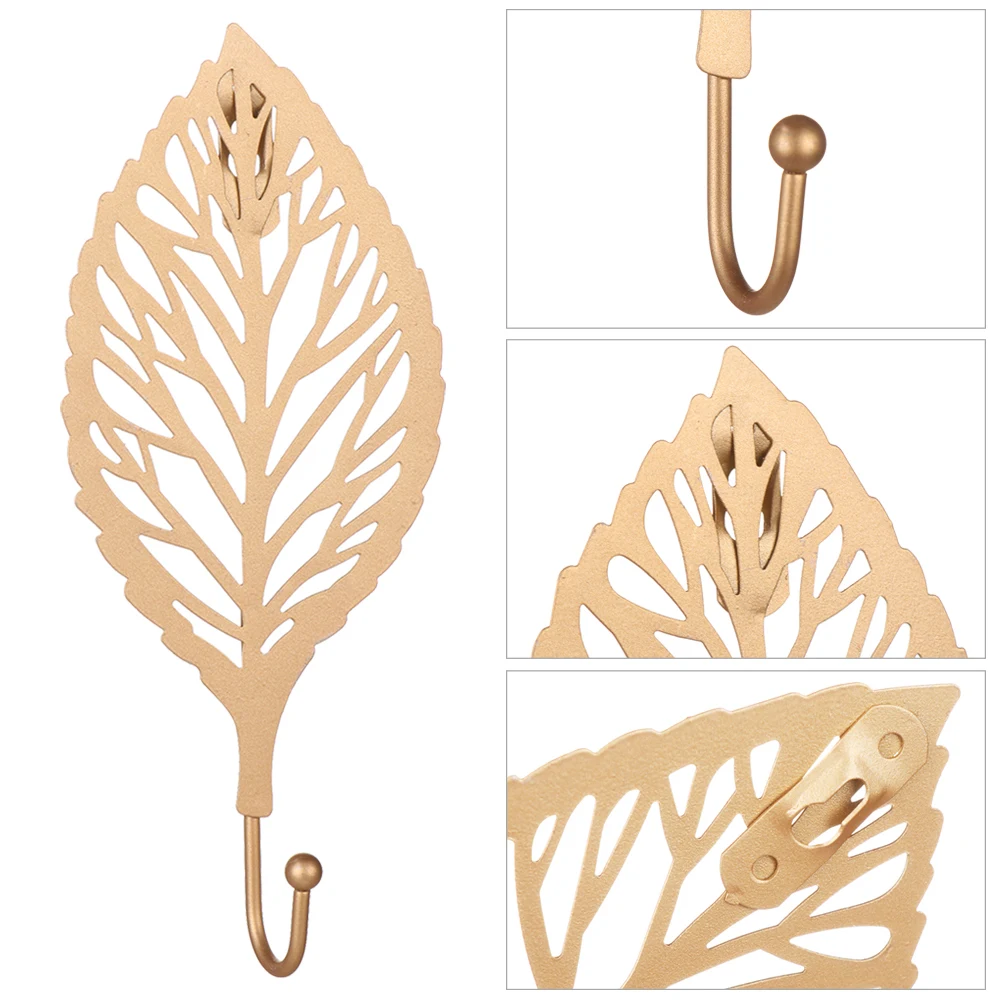 Wrought Iron Leaf Shape Wall Hanger Hook for Home Decoration