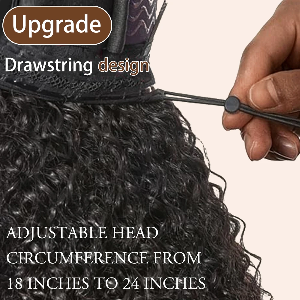 Indian Deep Wave Curly 220% V Part Wig Human Hair 100% Upgrade U Part Human Hair Wigs For Women High Density Machine Made Wig