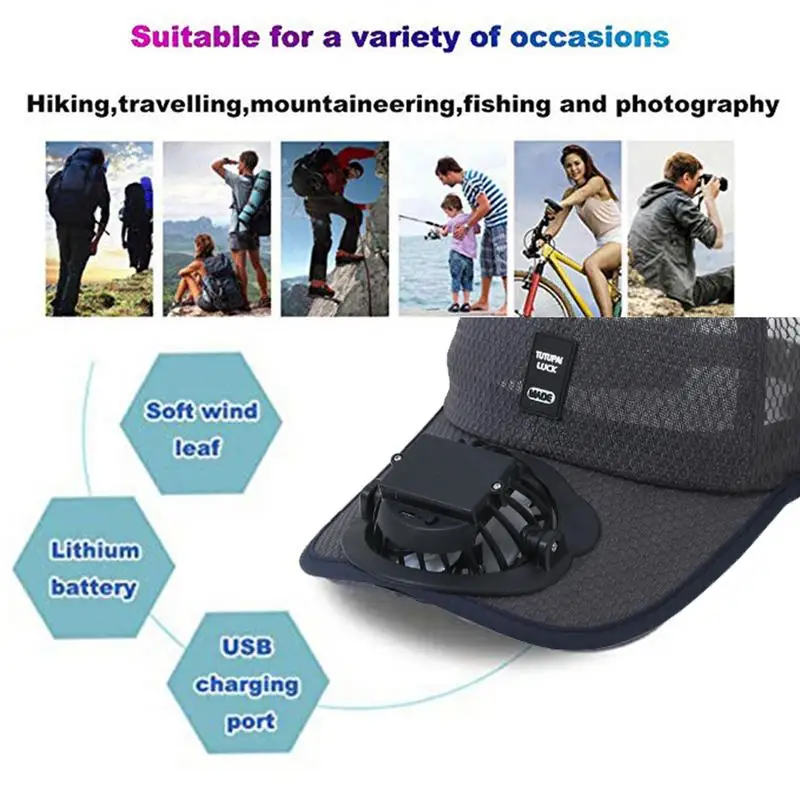 Summer USBs Charging With Fan Hat For Men And Women Breathable Mesh Sun Protection Outdoor Sunshade Duck Tongue Hat