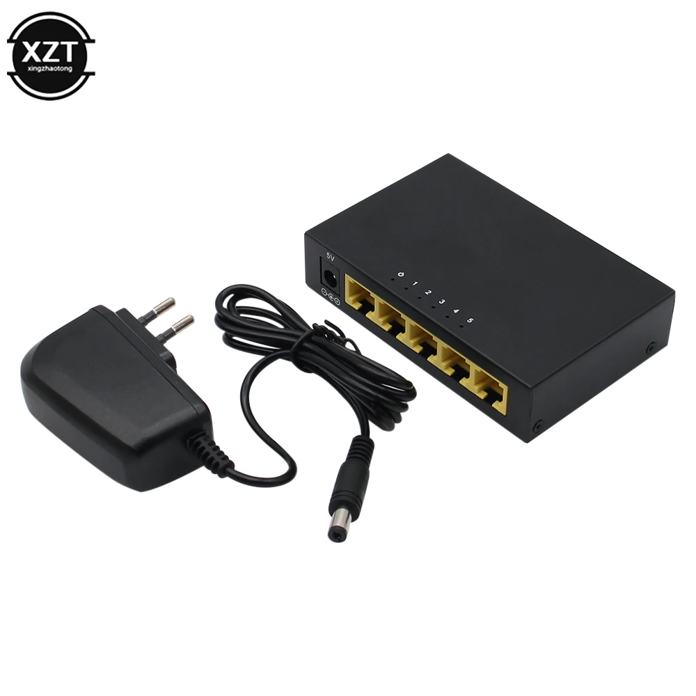 Nuovo Mini 5 Porte 100Mbps Switch Di Rete Fast Rj45 Ethernet Switcher Lan Switching Hub Adapter Eu/Us Plug Internet Splitter