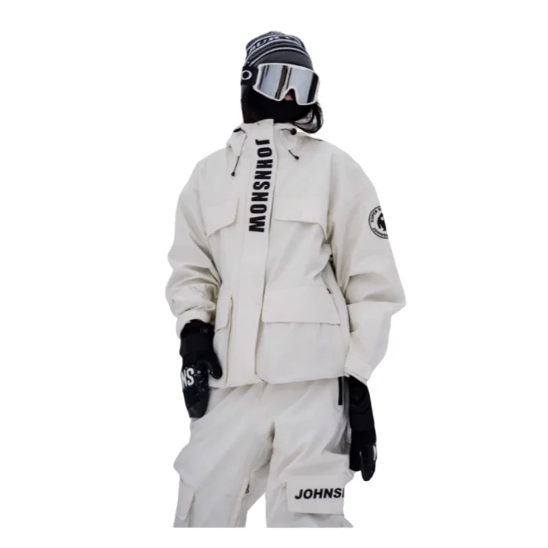 Ski Wear Women Men Waterproof Thickened Windproof Hooded Snowboard Jacket Pants