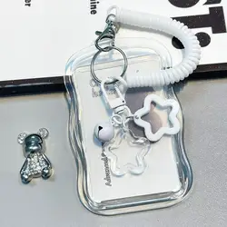 Clear Transparent ID and Card Holder with Star Design Protection (White)