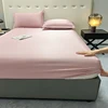 Luxury Satin Fitted Sheet SolidColor Twin Bed, Full SizeIce SilkMattress Cover, Natural Elastic Band, Synthetic Silk Bed Sheet 2