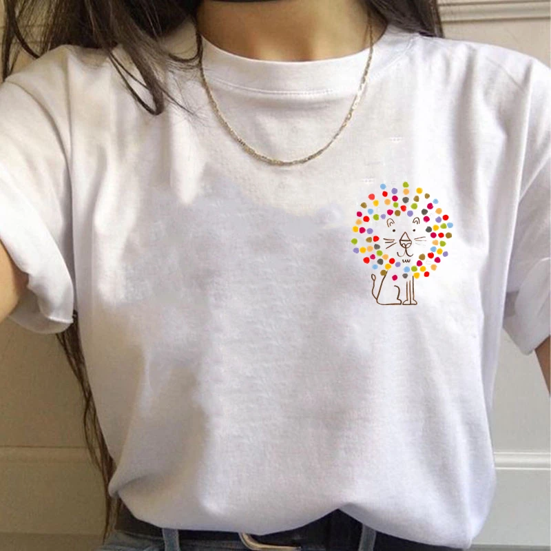 Maglietta semplice e carina da donna Maglietta oversize estiva Divertente tascabile Cartoni animati Stampa magliette Casual Manica corta O-Collo Tops861_voghion.com