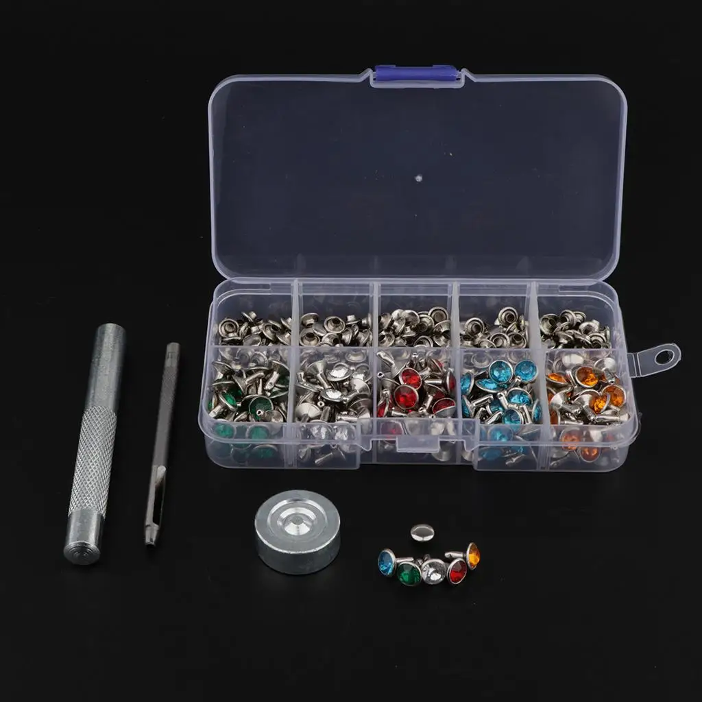 200 Pieces Rhinestone Rivets Decorative Rivets Decorative Hollow