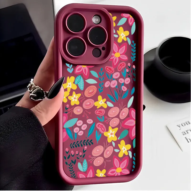 Elegant Embossed Floral Painted Phone Case