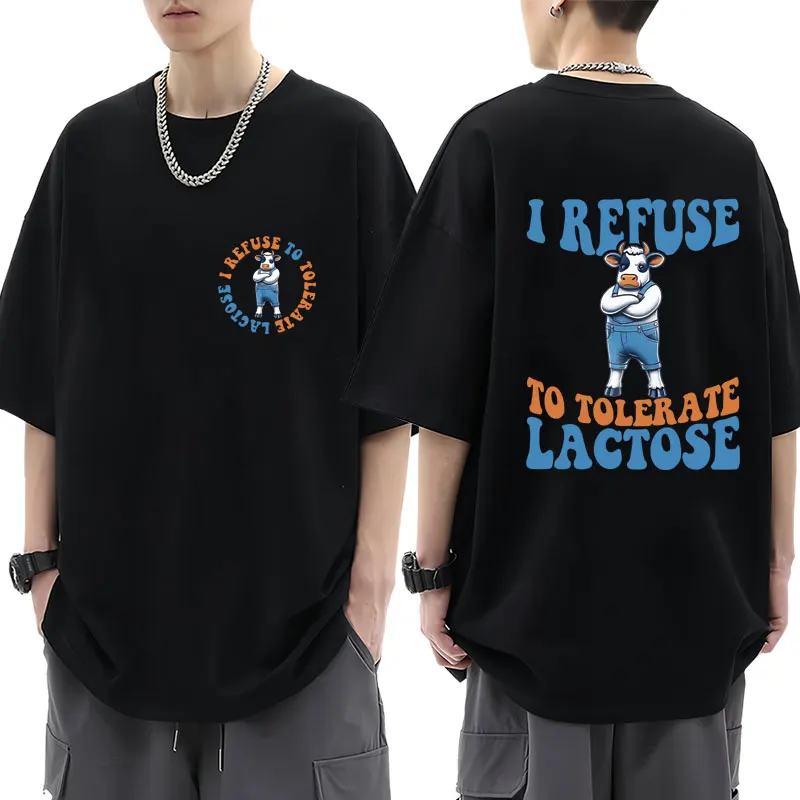Забавная футболка «Я не терпирую лактозу», модные мужские и женские повседневные футболки, новинка, уличная футболка большого размера из чистого хлопка