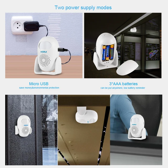 KERUI PIR Motion Detector with Alarm and Sound 100dB, Motion Sensor LED, Infrared Welcome Alarm Detector, Wireless Burglar Alarm 3