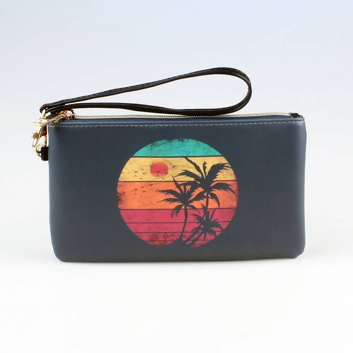 Coconut Tree Printing Wallet，Fashion wrist makeup bag, zero wallet, mobile phone bag