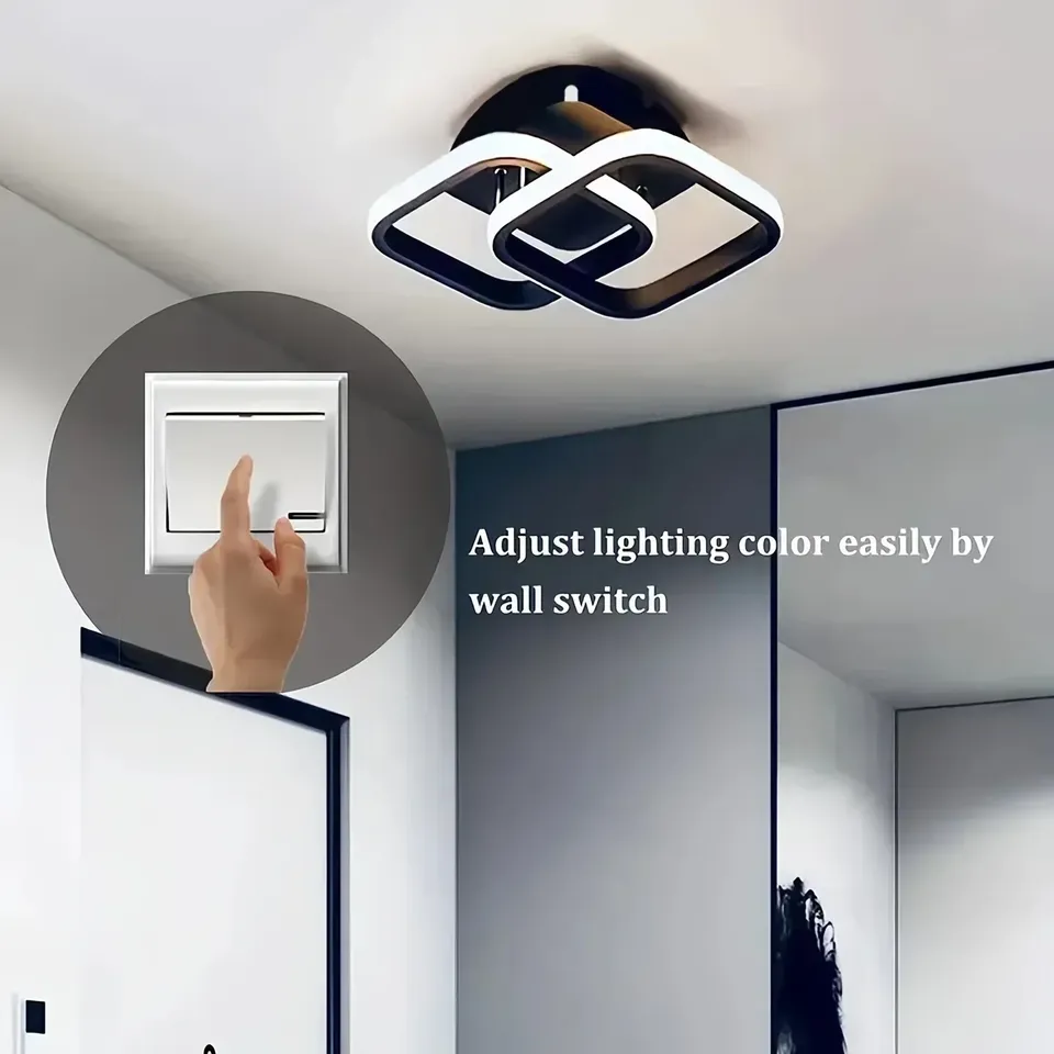 Modern simple Square Ceiling Light for Kitchen Attic Balcony Stairs Bedroom White Embedded 3color dimming 85-260V Pendant Light