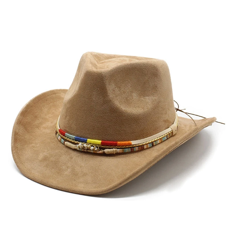 6-Color Women'S Denim Hat Men'S New Retro Jazz Classic Suede Denim Hat Wide Edge Western Wide Edge Sun