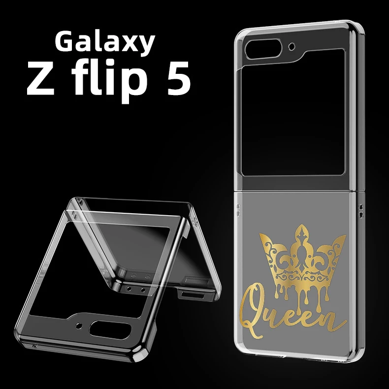 Custodia Rigida Per Pc Letter King Queen Per Samsung Galaxy Z Flip 5 Cover Trasparente Per Galaxy Z Flip 5 Custodia Antiurto Pieghevole