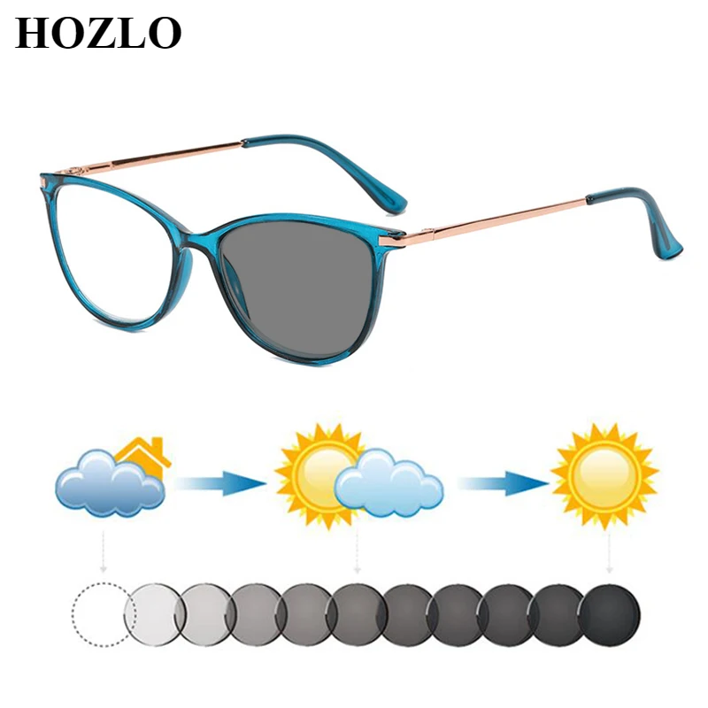 

Fashion Women Cat Eye Photochromic Reading Glasses Female Presbyopic Sunglasses Hyperopia Spectacles Custom Prescription Lens