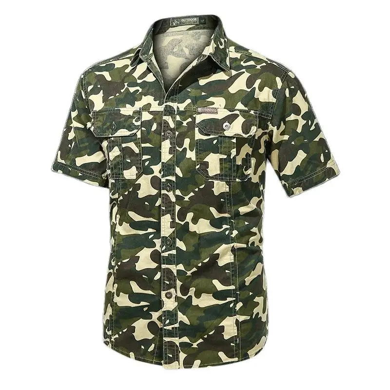 Quick Dry Short Sleeve Shirts Mens Casual Button Up Cargo Shirt Summer Hiking Fishing Trekking Work Shirts Outdoor Male