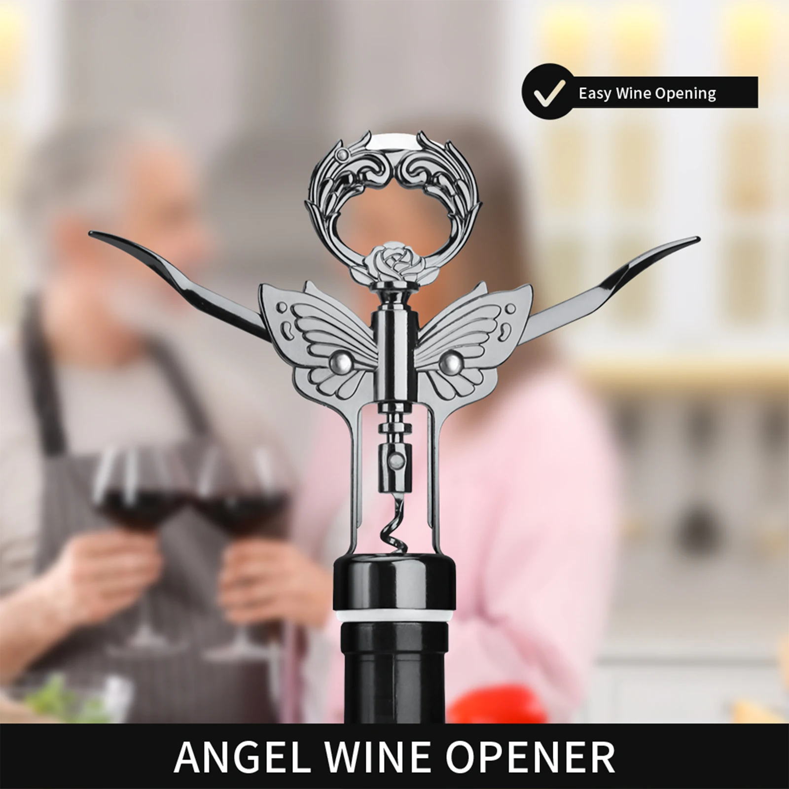 Gold Wine & Beer Opener with Foil Knife and Gunmetal Plated Corkscrew