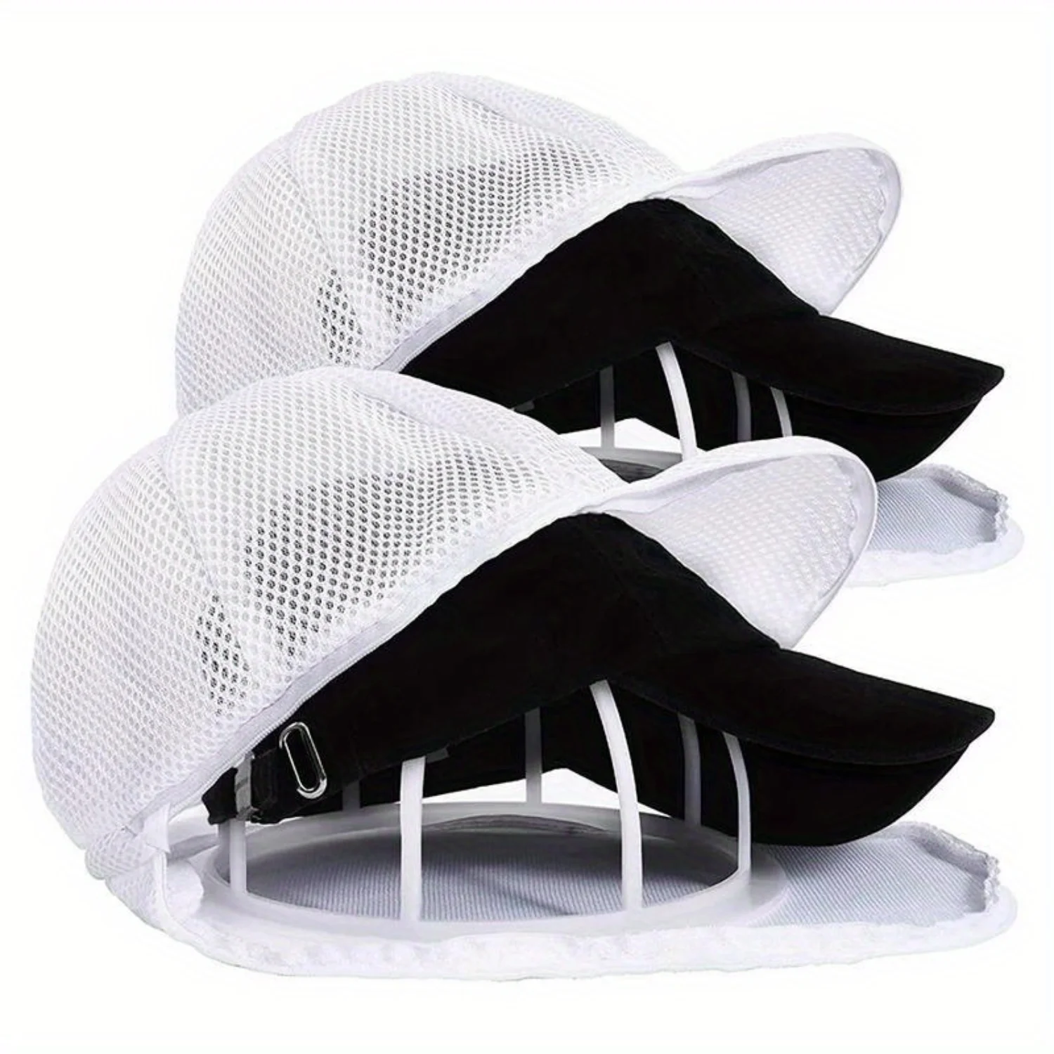2-Piece Baseball Cap Washer Set-Best Hat Cleaner with Protective Mesh, Anti-Wrinkle Design, Durable Plastic, Ideal for Laundry
