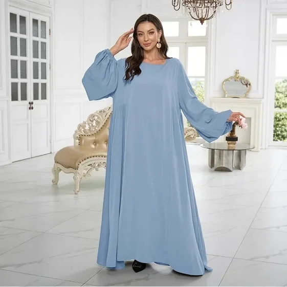 New 2025 Muslim Women's Long Robe Dress Simple Style Middle East Abaya One Piece Garment for Women Elegant Fashionable - Image 4